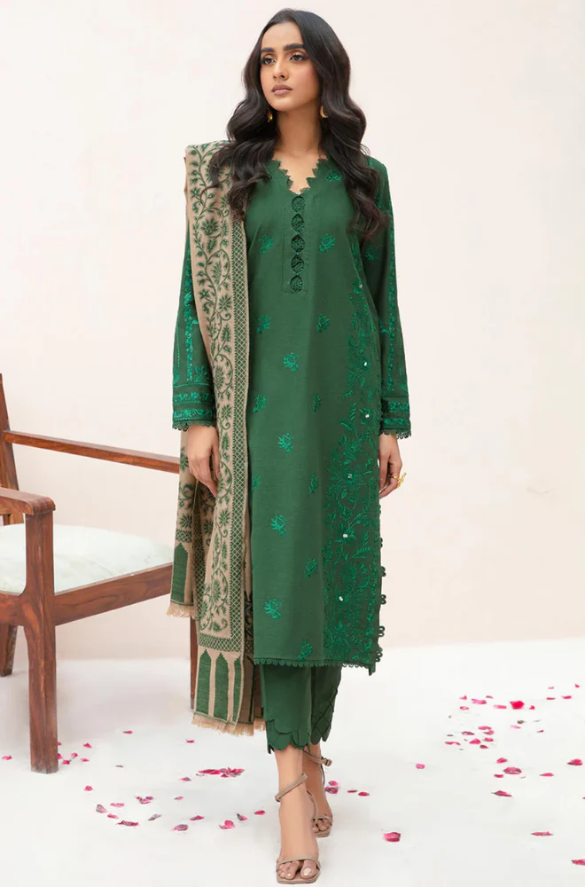 Sapphire - Winter 3PC Dhanak Embroidered Suit UA148