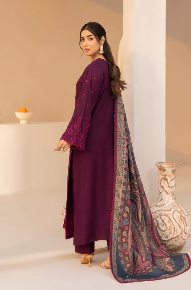 Mohagni - 3PC Dhanak Embroidered Suit (Unstitched) - US195