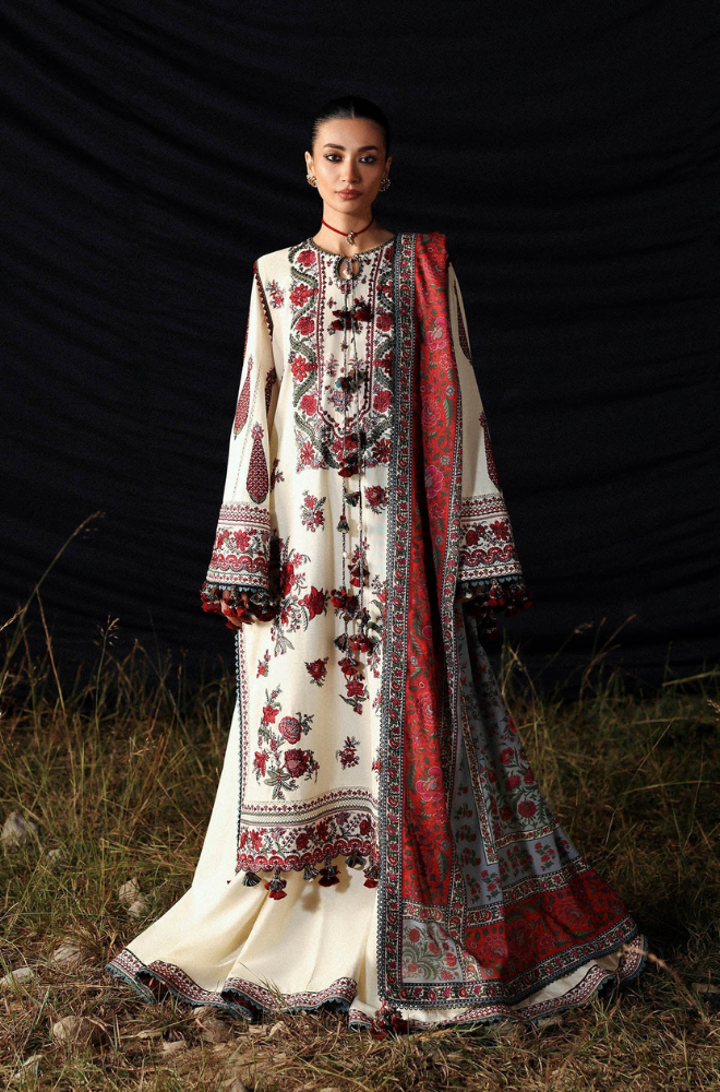 Hussain Rehar - 3PC Unstitched Lawn Embroidered Suit - UA236