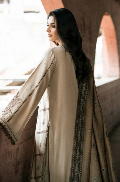 Izel - 3PC Dhanak Embroidered Suit (Unstitched) - US202