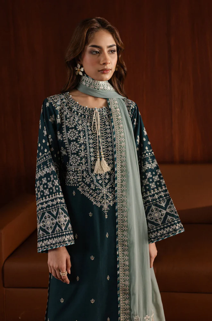 Batik - 3PC Unstitched Lawn Embroidered Suit - UA271