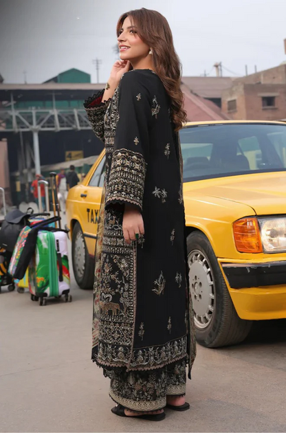 Asim jofa  - 3PC Unstitched Dhanak Embroidered Suit - US142