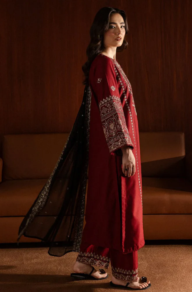 Batik - 3PC Unstitched Dhanak Embroidered Suit - UH175