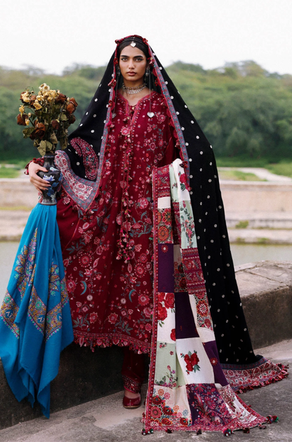 Hussain Rehar - 3PC Unstitched Lawn Embroidered Suit - UA241