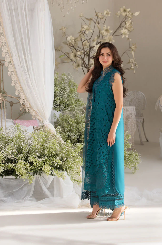 Sobia Nazir - 3 Piece Lawn Chicken Kari Embroidered Suit - UPF033