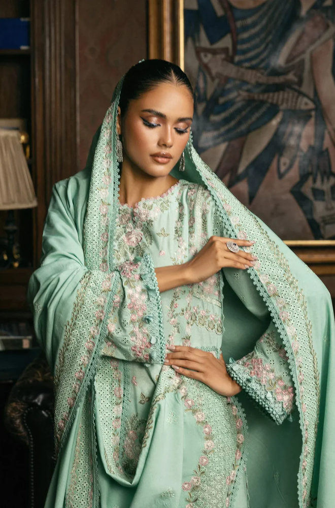 Elaf - 3PC Unstitched Lawn Embroidered Suit - UA244