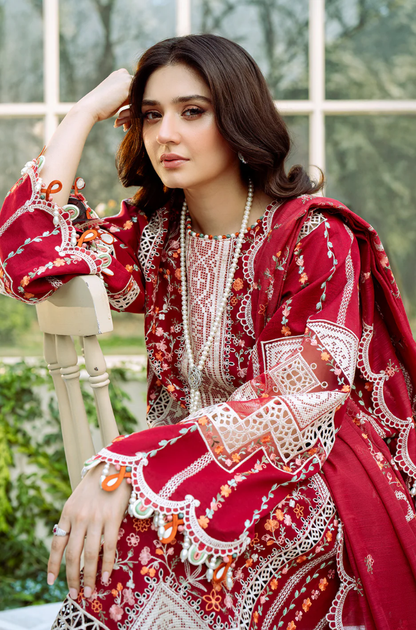 Bin Ilyas - 3PC Unstitched Luxury Dhanak Embroidered Suit - UH288