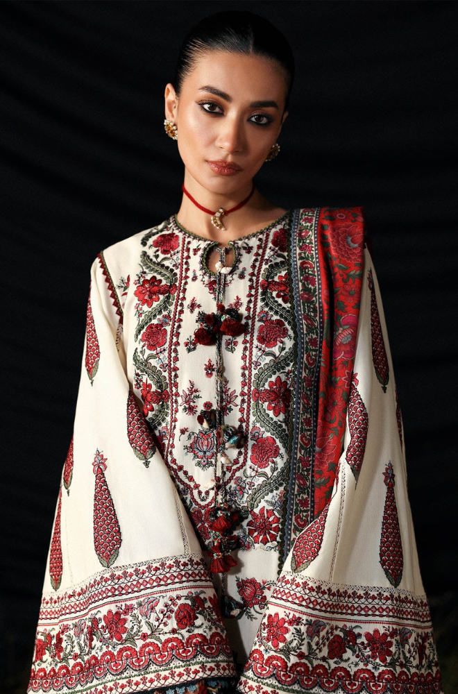 Hussain Rehar - 3PC Unstitched Lawn Embroidered Suit - UA236