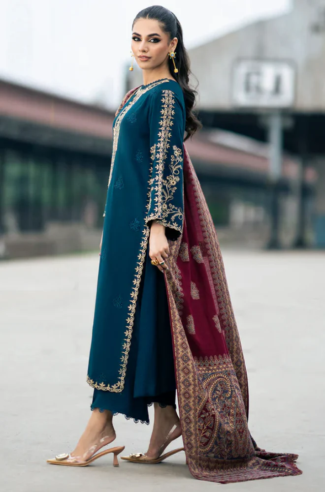 Izel - 3PC Unstitched Dhanak Embroidered Suit - US128