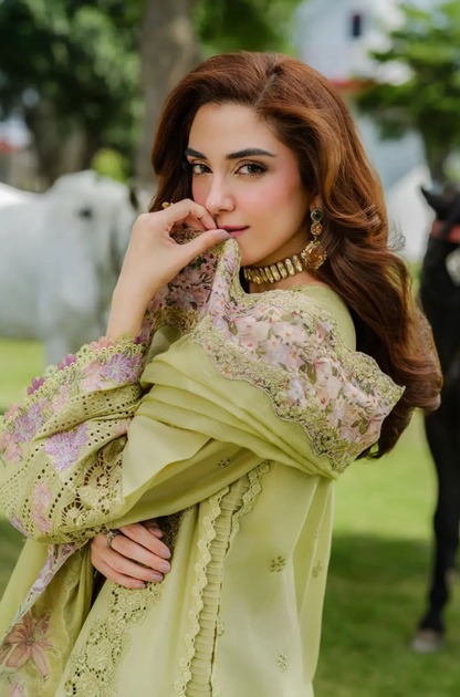 Elaf - 3PC Unstitched Lawn Embroidered Suit - UA249