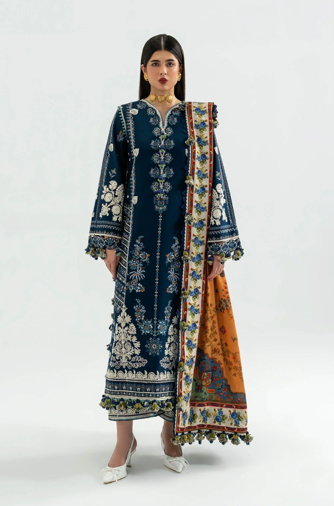 Hussain Rehar - 3PC Unstitched Lawn Embroidered Suit - UA240