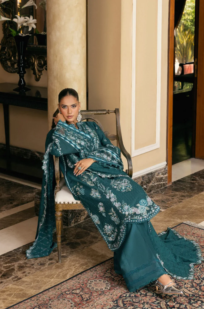 Sapphire - 3PC Unstitched Lawn Embroidered Suit - UA255