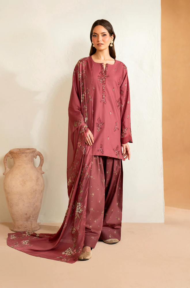 Iznik - 3PC Dhanak Embroidered Suit (Unstitched) - UH212