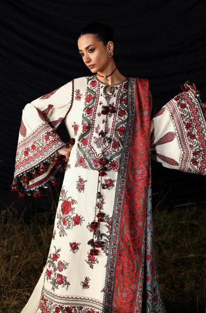 Hussain Rehar - 3PC Unstitched Lawn Embroidered Suit - UA236