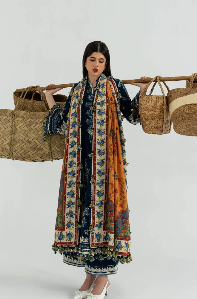 Hussain Rehar - 3PC Unstitched Lawn Embroidered Suit - UA240