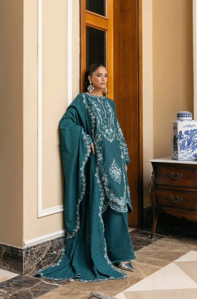 Sapphire - 3PC Unstitched Lawn Embroidered Suit - UA255