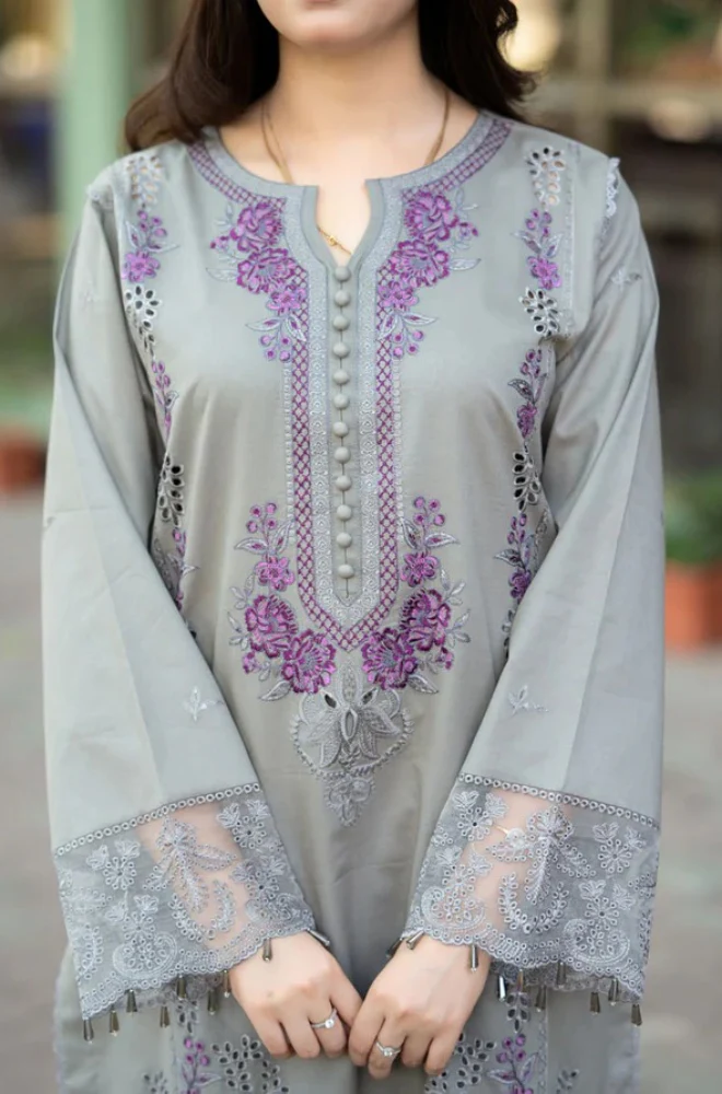 FLORENT - 3PC Unstitched Dhanak Embroidered Suit - US174