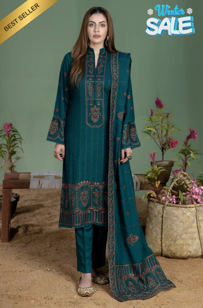 Mohagni - Winter 3PC Dhanak Embroidered Suit (Unstitched) - UPA013