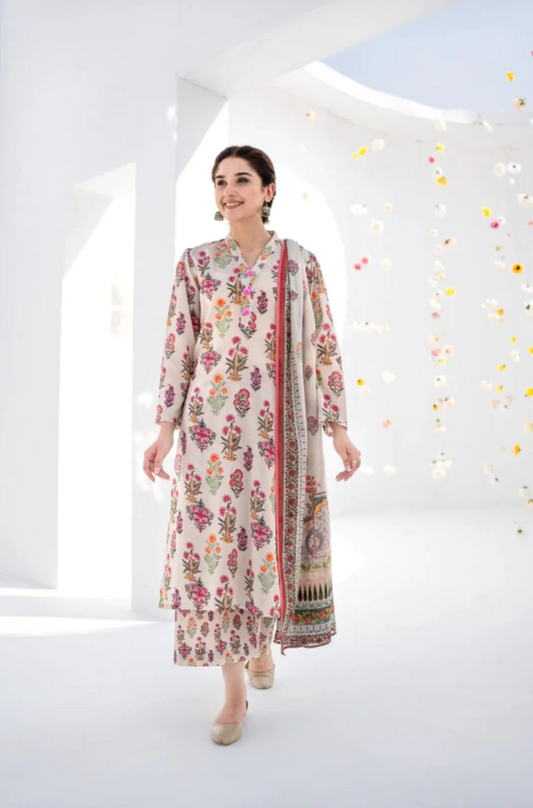 Baroque -3PC Lawn Digital Printed Suit (Unstitched) - UPHB0154